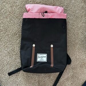 Journeyman Bag Co Black Rucksack Backpack Red Striped Lining Laptop Sleeve NWT